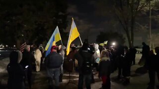 Hoan Bridge lit in colors of Ukraine's flag in solidarity