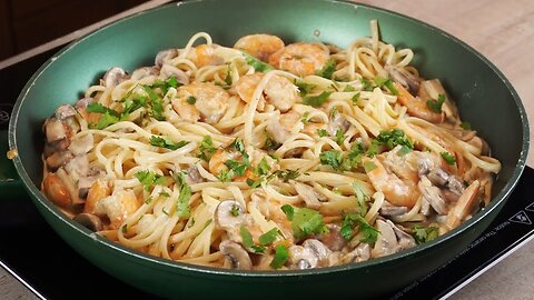 CREAMY SHRIMP PASTA - Itailan Recipe! *30 minutes* (Lunch or Dinner)