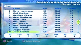 FIFA 2001 Lier Overall Player Ratings