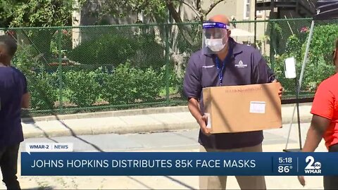 Johns Hopkins University and Medicine distributes 85k face masks