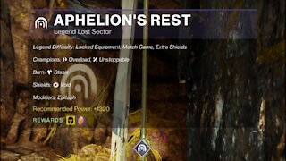 Destiny 2, Legend Lost Sector, Aphelion's Rest on the Dreaming City 10-20-21