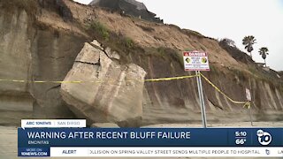 Warning after recent Encinitas bluff failure