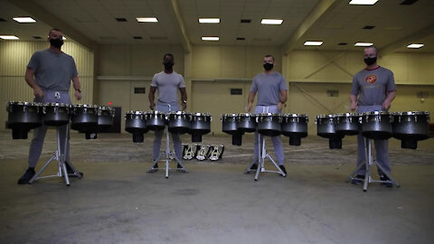 U.S. Drum & Bugle Corps Drumline practices for video exhibition