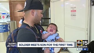 Soldier meets son for the first time after deployment