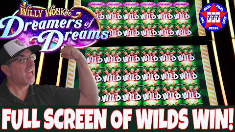 FULL SCREEN of WILDS on the OOMPA LOOMPA BONUS FEATURE new slot WILLY WONKA'S DREAMERS of DREAMS