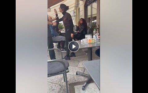 Sheboon put her hands on the neck of an Italian waitress who was simply doing her job.