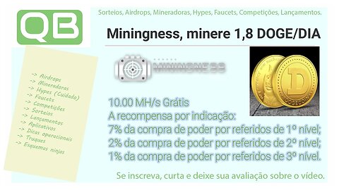 Mineradora - Miningness - Minera 1.8 Doge por dia - Saca nos 200