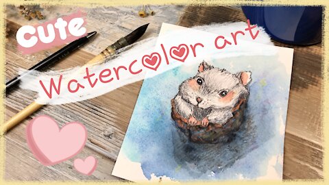 Watercolor hamster paint with me art video