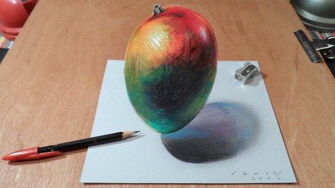 How to draw a 3D levitating mango