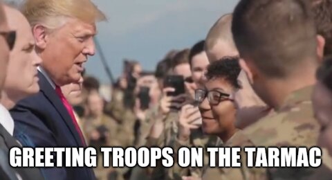 President Trump greeting troops on the tarmac at Joint Base Elmendorf-Richardson