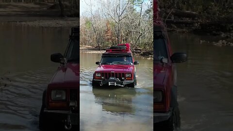 Arkansas Ozarks RIVER CROSSING with Jeep Cherokee XJ Drone Footage
