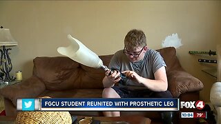 FGCU student reunited with prosthetic leg