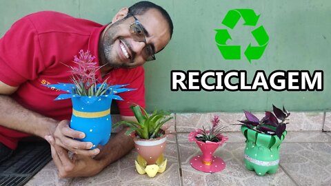 IDEIA LINDA | Vasinhos de Plantas feitos com GARRAFA PET Reciclada - Faça Você Mesmo