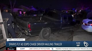 Driver hauling trailer leads San Diego Police on chase