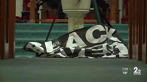 Black Lives Matter banner vandalized outside Baltimore church
