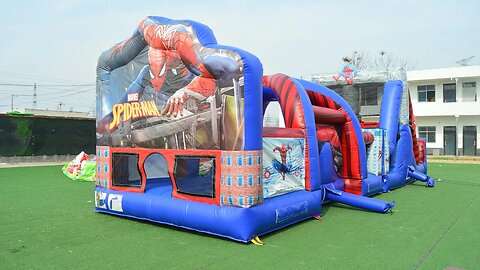 #factory bounce house#factory slide#bounce #bouncy #castle #factory Spide Man Obstacle Course