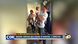 Missing Arizona boy found in Ramona, 3 arrested
