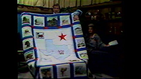 Bob Koob with Margaret Martin (Coke County Centennial Quilt) July 18, 1989 - KLST