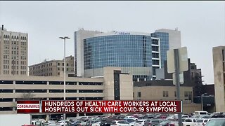 Hundreds of health care workers at local hospitals out sick with COVID-19 symptoms