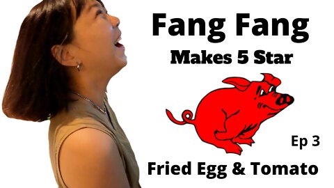 Fang Fang Makes Fried Egg and Tomato for us in Sanya, China