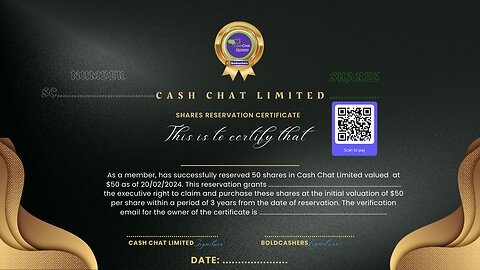 Reserve Shares In Cash Chat Limited.