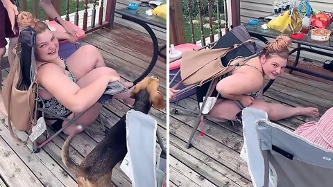 Woman Gets Stuck In Chair And Can't Get Out