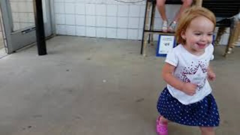 Toddler Discovers Automatic Door Opening!