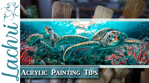 Acrylic Painting Tips - Realistic Sea Turtles - Lachri