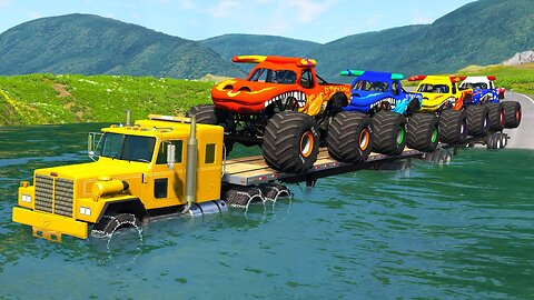 Monster Truck Rescue Mission! Cars vs Deep Water | BeamNG.drive Adventure - Game Over