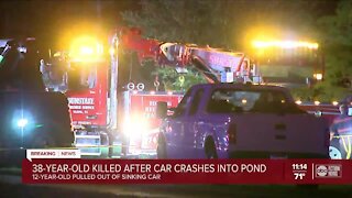 38-year-old killed after car crashes into pond