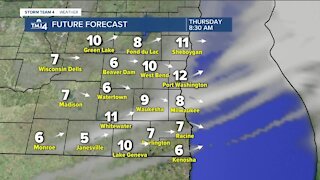 Slight cold front moves in Thursday leaving highs in the low 40s
