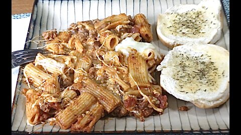 loaded and layered baked rigatoni