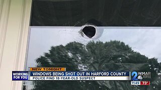 18-year-old suspected of shooting out more than a dozen windows in Harford County