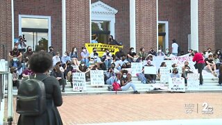 Johns Hopkins University students protest against proposed campus police force