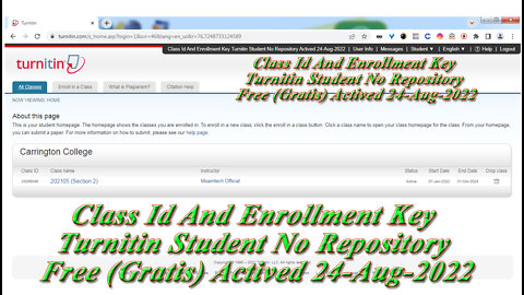 Class Id And Enrollment Key Turnitin Student No Repository Free (Gratis) Actived 24-Aug-2022