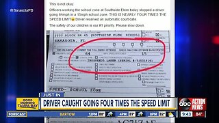 Driver caught going 64 mph in a 15 mph school zone, police say