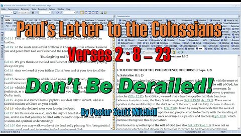 Col. 2:8-23, Don't be Derailed, Pastor Scott Mitchell