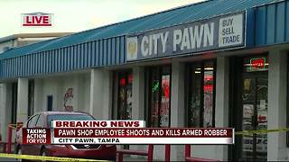 Pawn shop clerk fatally shoots attempted robber in Tampa