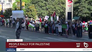 Pro-Palestinian protesters gather in downtown San Diego