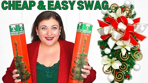 How to make a Dollar Tree Christmas Tree Swag Wreath DIY Tutorial 🎄 Easy and Affordable