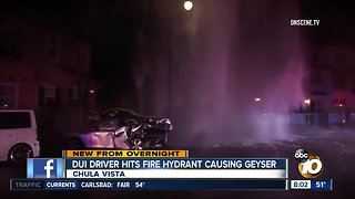 DUI driver hits fire hydrant causing geyser
