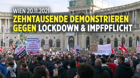 „Freiheit, Friede, Grundrechte“: Zehntausende demonstrieren gegen Lockdown & Impfpflicht in Wien