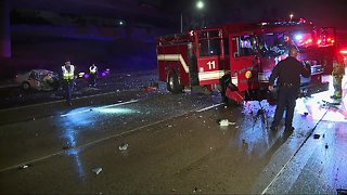 Car crashes into fire engine responding to hit-and-run