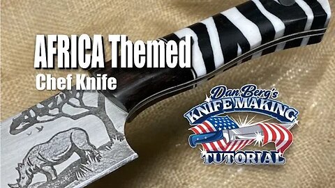 Africa Themed Electro Etched Chef Knife with Zebra Stripe handles