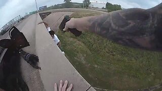 Body cam released of pursuit suspect jumping from bridge