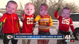Chiefs fans tailgate early despite cold temperatures