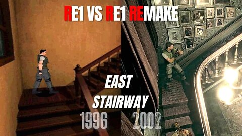 RE1 vs RE1 Remake: East Stairway
