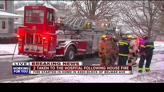 Two people taken to hospital after house fire in Overlea
