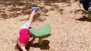 Dizzy Girl Falls Off Spinning Chair