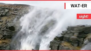 Peak District waterfall appeared to flow BACKWARDS during Storm Ciara